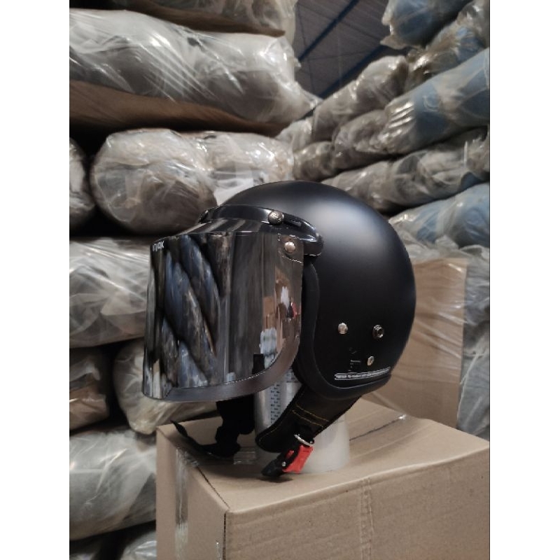 HELM BOGO DEWASA RETRO SNI PRIA WANITA HITAM DOFF