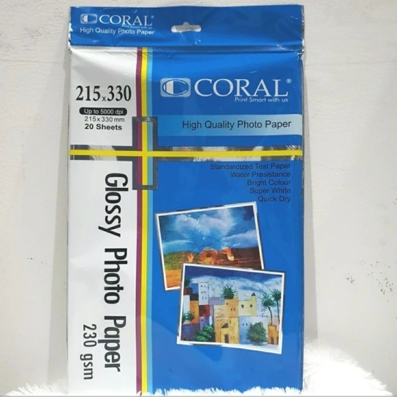 

Kertas Foto Glossy Folio Coral Glossy Photo paper F4 230g