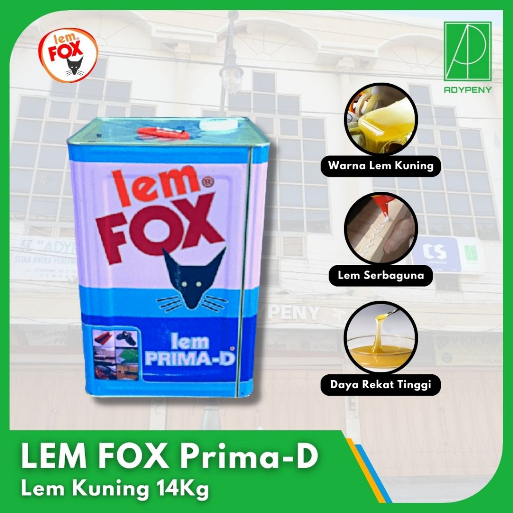 

Lem Kuning FOX Prima-D Blek 14kg Lem Kayu HPL Serbaguna