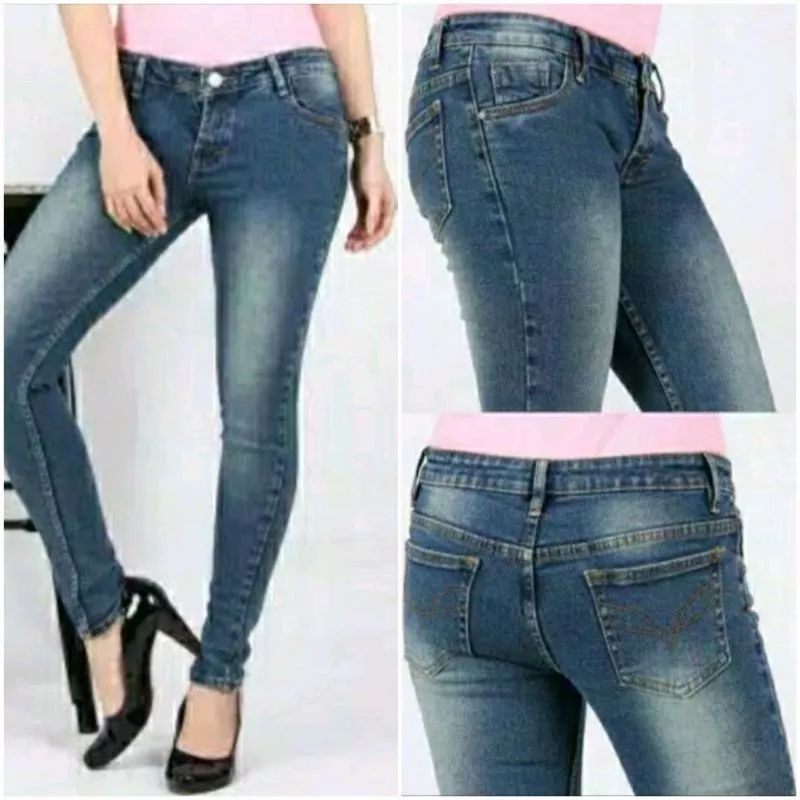celana pensil  jeans wanita bahan melar - celana skiny denim