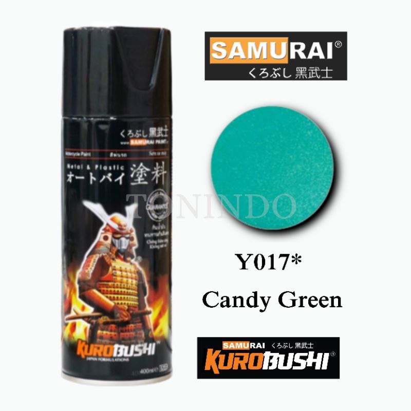 Samurai Paint Y017* Candy Green Cat Semprot/Pilox Warna Hijau Candy 400 ml Tahan Bensin & Retak Untu