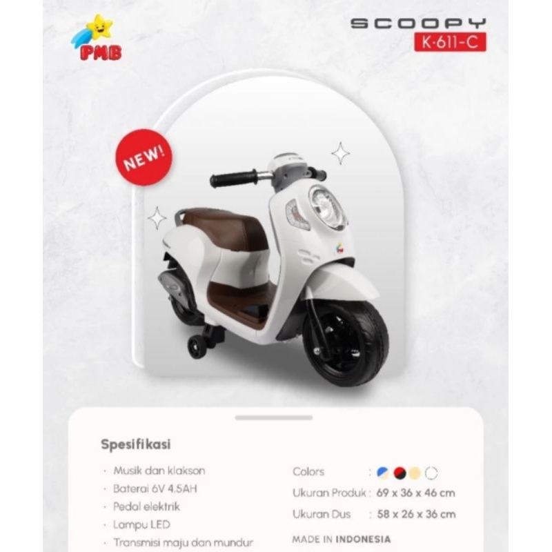 Mainan Anak K611C Scoopy Motor Aki scoppy kecil