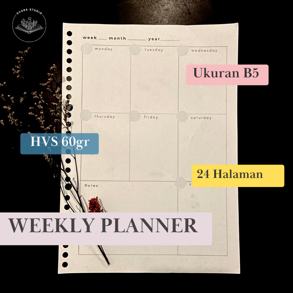 

Svara Loose Leaf Weekly Planner Journal Notebook Aesthetic Custom Ukuran B5 Buku Diary Binder Catatan Jurnal Agenda Kado Hampers Wisuda