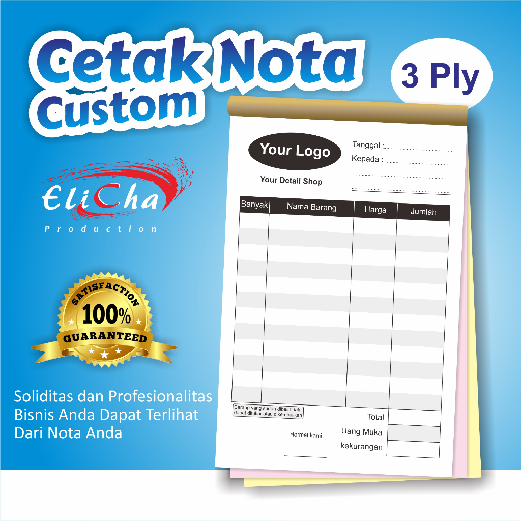 

CETAK NOTA BON KWITANSI CUSTOM 3PLY/RANGKAP CARBONLESS NCR 1 WARNA