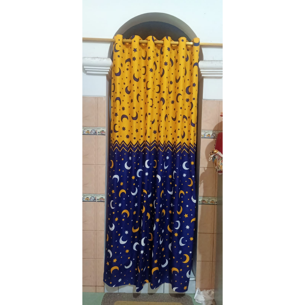 Gorden hordeng pintu jendela smokling 12 lubang bahan katun terlaris