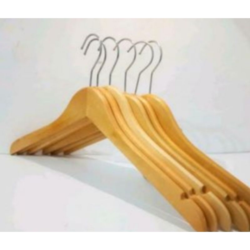 HANGER KAYU WOOD /GANTUNGAN BAJU KAYU DEWASA / ANGER KAYU MURAH AWET BAGUS BERKUALITAS