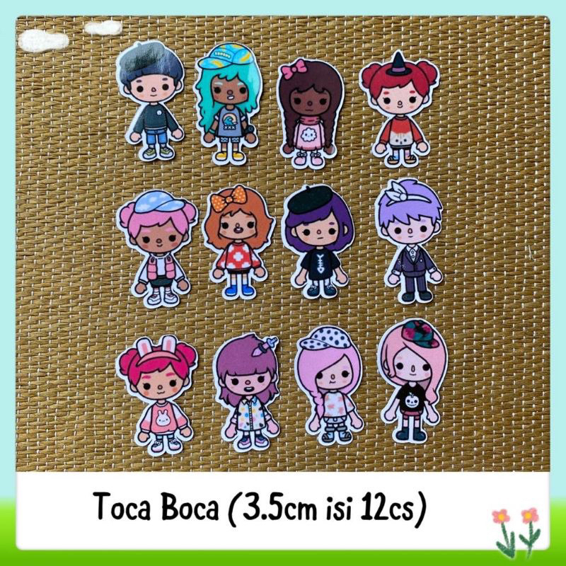 

12pcs sticker tempelan glossy toca life