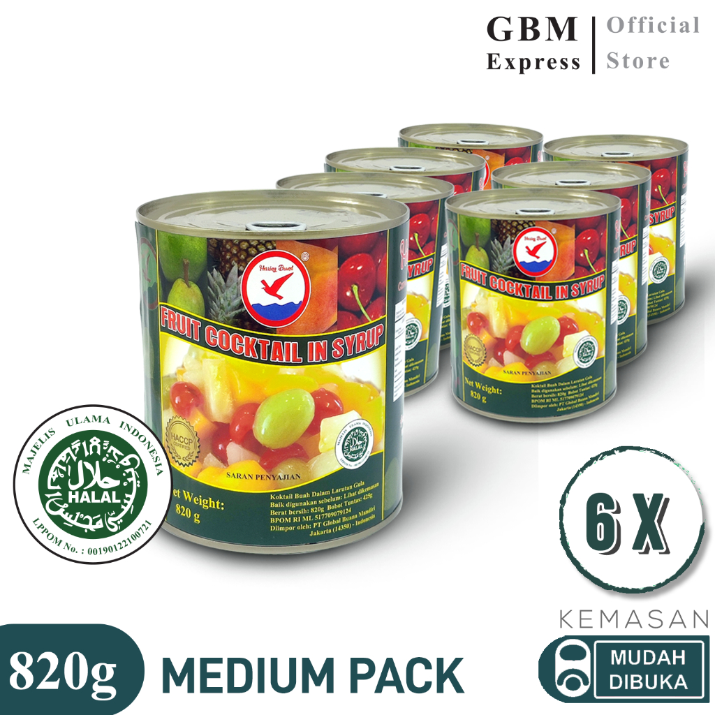 

Herring Brand Canned Fruit Cocktail in Syrup 820g - Medium Pack - 6 pcs