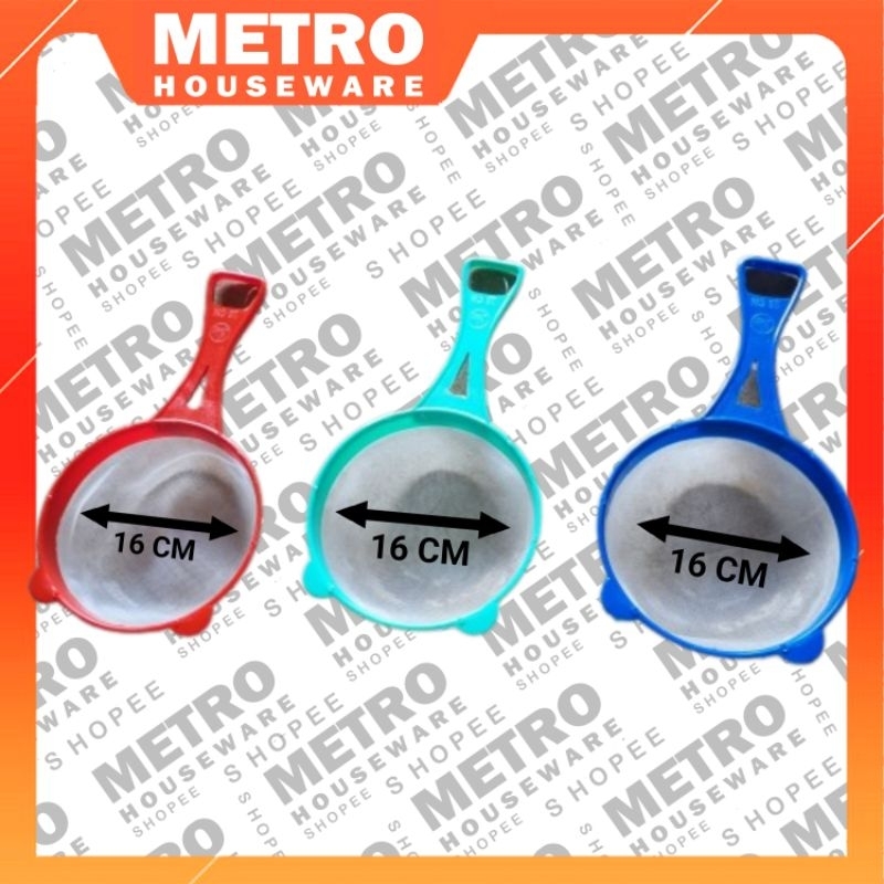 Saringan Santan Tepung Mie Instan Buah Sayur Teh Kopi Bergagang Diameter 16 CM Tersedia Warna Merah 