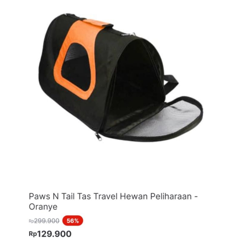 Paws N Tail Tas Travel Hewan Peliharaan - Oranye ( Ace Hardware )