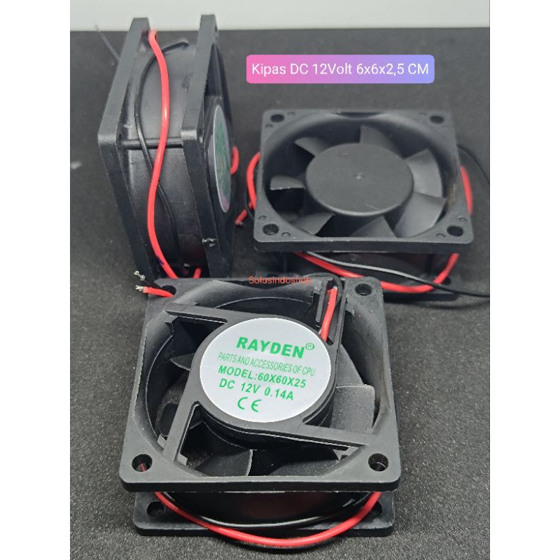 Fan DC 12V 6x6 cm / Kipas dc 12volt 6x6 cm Tebal 2,5cm / Fan Cooling Pendingin 12V dc 6x6cm