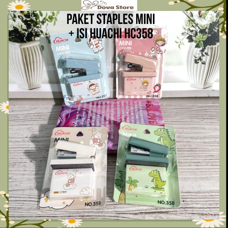 

PAKET STAPLES MINI + ISI HUACHI HC358 STAPLES LUCU WARNA PASTEL