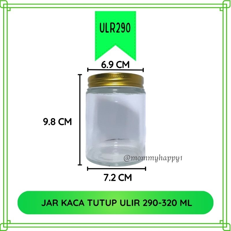 (6 pcs) Jar Toples Botol Kaca Silinder 250, 270-300, 290-320 ml - Tutup Ulir