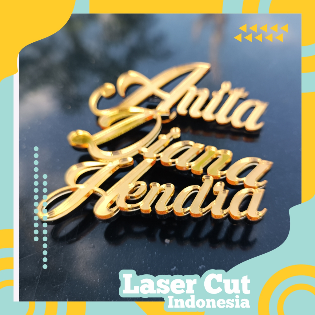 BEST SELLER  Bros Nama Sendiri/Bros Hijab/Bros Akrilik Mirror Gold Pin Bross Akrilik Gold Silver dan