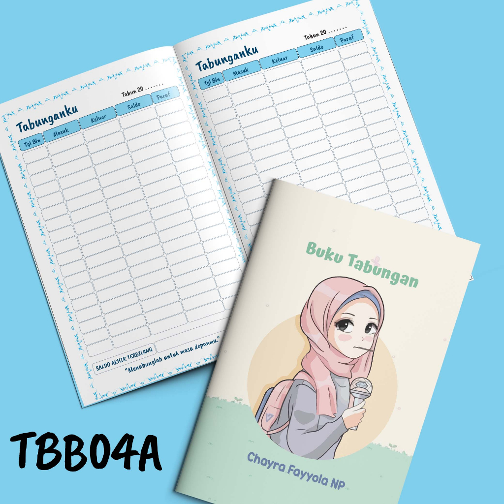 

Shabby Hanabi Buku Tabungan Anak Custom muslim Lucu | Buku Catatan Menabung Sekolah | Kode TBB 04