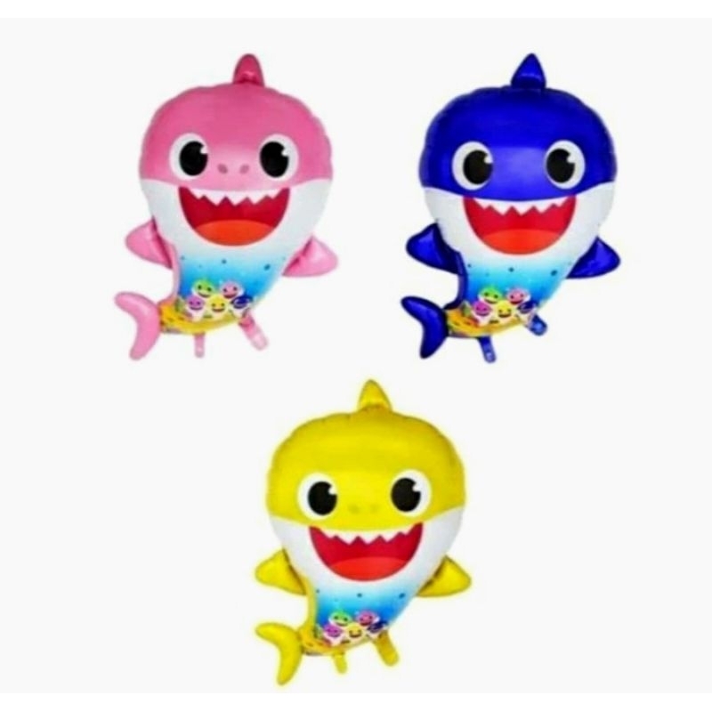 Baby shark METALIK (BALON GAS FOIL/TERBANG/KARAKTER/ ANIMAL)