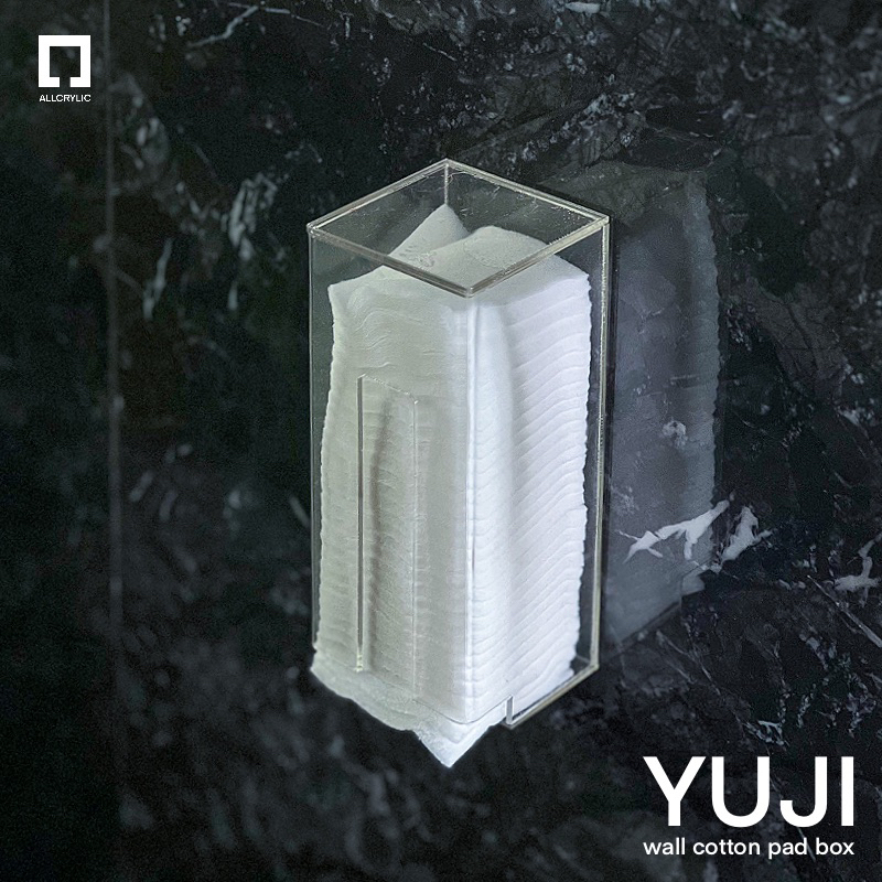 Tempat Kotak Kapas Wajah YUJI Akrilik Skincare Make up Cotton Bud Transparan Estetik Nail Art Organi