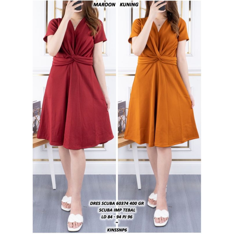 MIDI DRESS SCUBA PREMIUM POLOS GAUN PESTA BAJU GEREJA KANTOR SOPAN ASD 603744