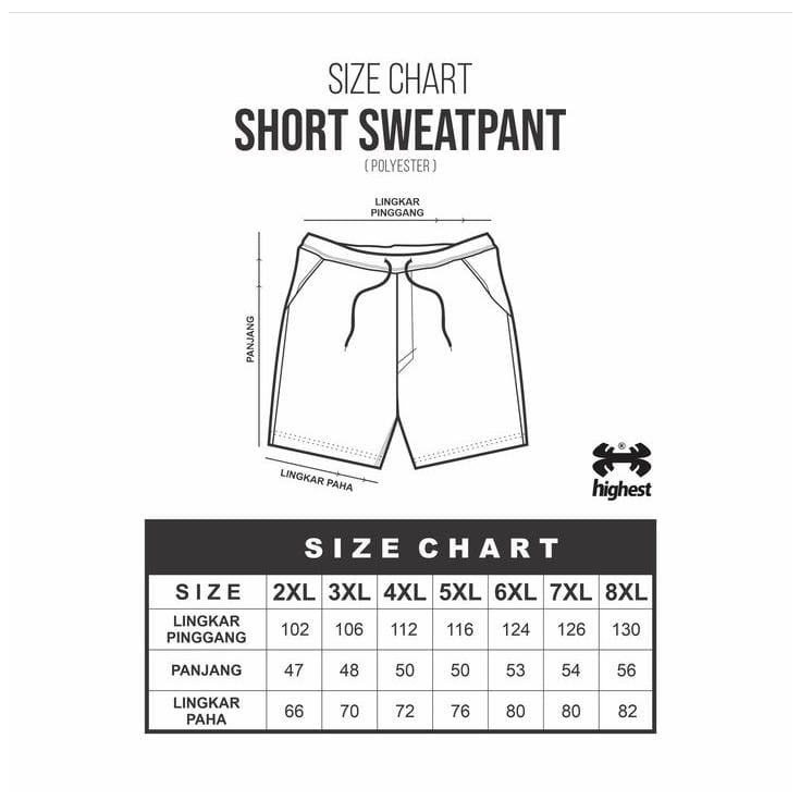 HIGHEST Celana Santai Pendek Big Size Sweatpants Jumbo - HGSP59 MOZAIK