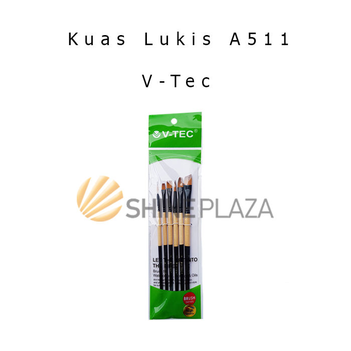 

Kuas Lukis Cat Air Minyak Akrilik Poster V-Tec A511 - Watercolor Acrylic Paint Brush 1 Set Isi 6 Buah VTec