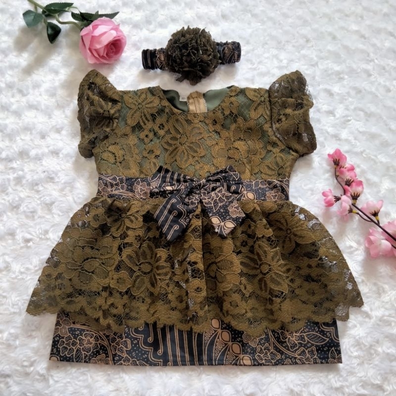 KEBAYA BAYI / KEBAYA ANAK PEREMPUAN / SETELAN BAJU KEBAYA ANAK hijau army