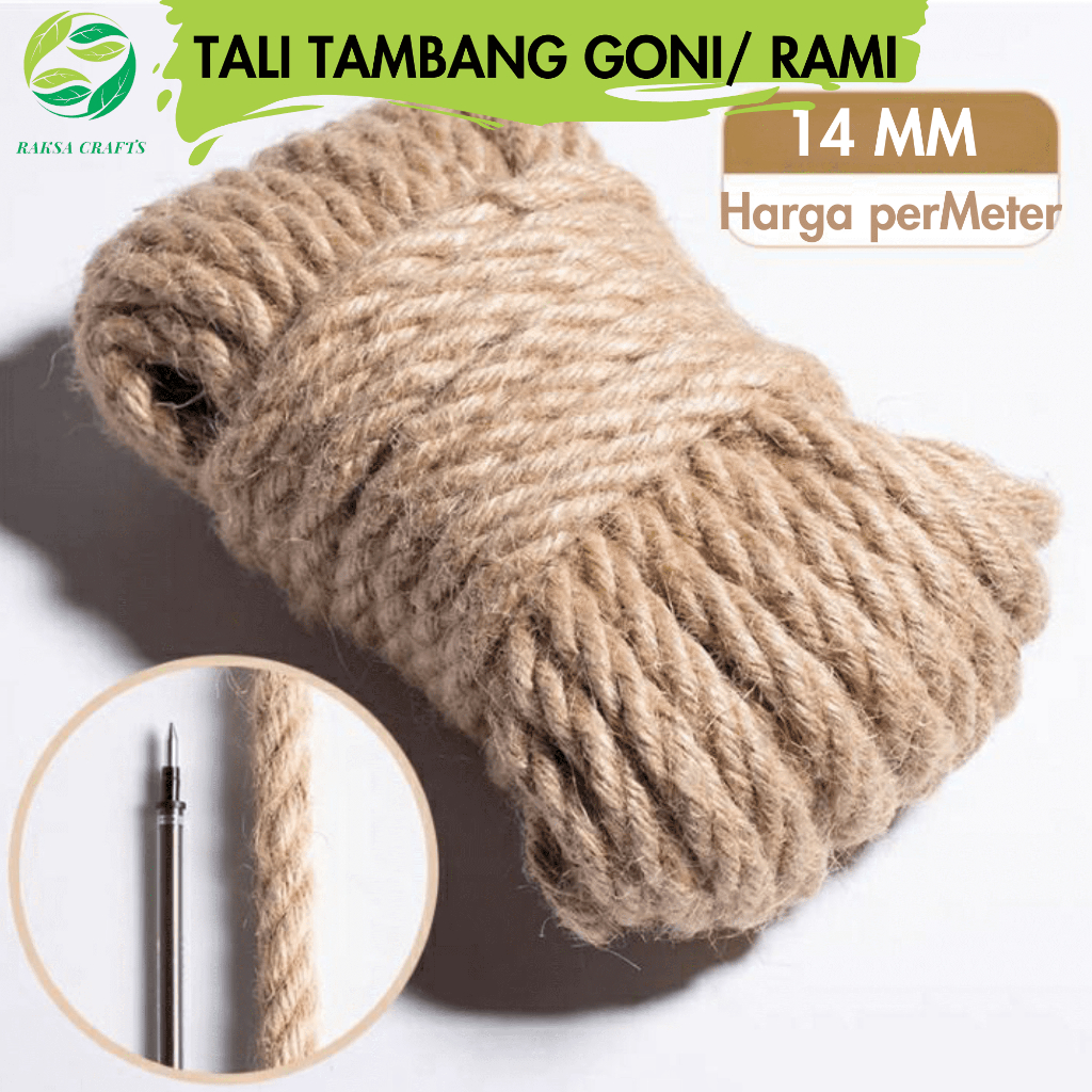 

Tali goni 14 mm/ Tali Rami/ Tali garukan kucing / tambang dadung / Tali Tambang Karung Goni / Tali Serat goni / tali manila / tarik tambang / Hemp rope