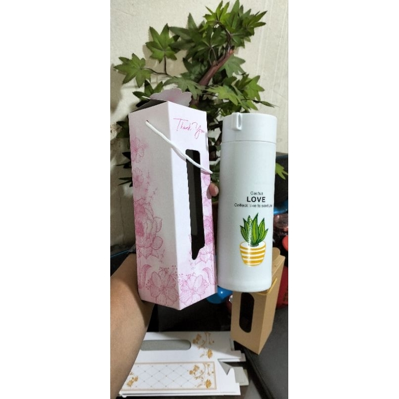 BOTOL KAKTUS Custom Sablon + BOX Souvenir
