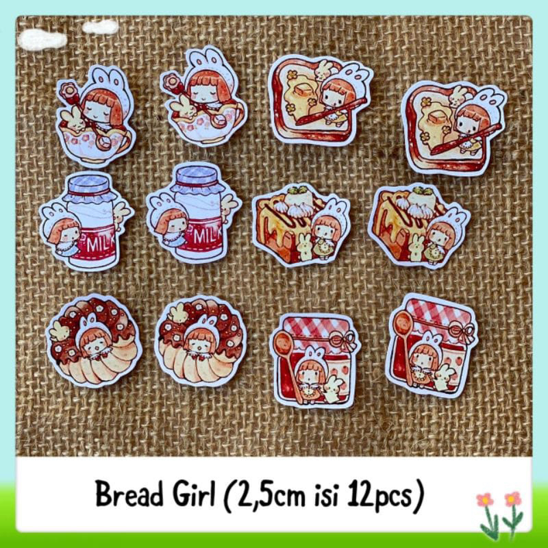 

12pcs sticker tempelan bread girl