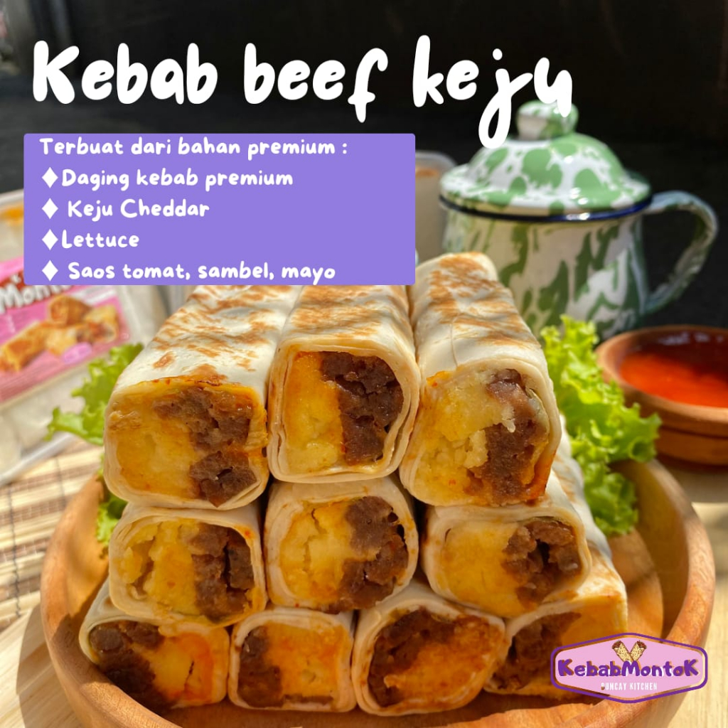 

Kebab Frozen Beef Premium Keju isi 10 by Kebab Montok