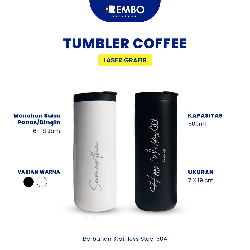	 Tumbler Coffee Custom Laser Grafir/Print Grafir Nama/Logo/Karakter Souvenir Tumbler/Promosi Murah	