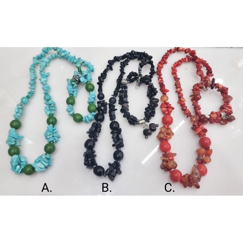 Satu set kalung dan gelang batu kalimantan 2 (pendek)