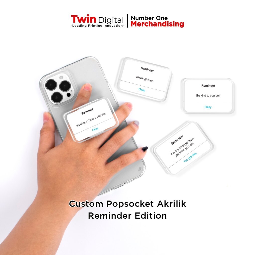 PROMO TWINDIGITAL CUSTOM POPSOCKET AKRILIK EDISI REMINDER POP SOCKET 3D STAND HP - HAND GRIPTOK