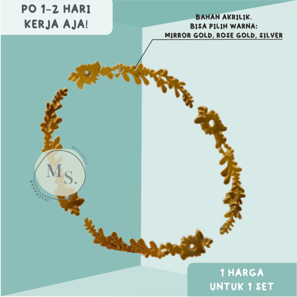 READY Frame Bunga Akrilik MDF Chipboard / Dekorasi / Mahar / Seserahan / Scrapbook ORNAMEN SUDUT UKI