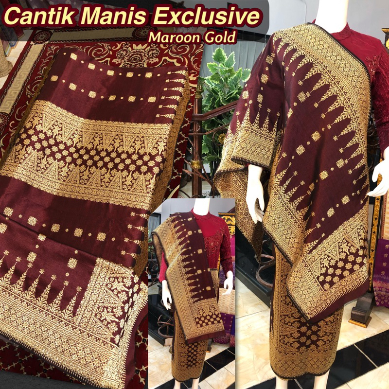 Songket Cantik Manis Exclusive Maroon Gold /songket tenun asli palembang /ilham songket palembang /s