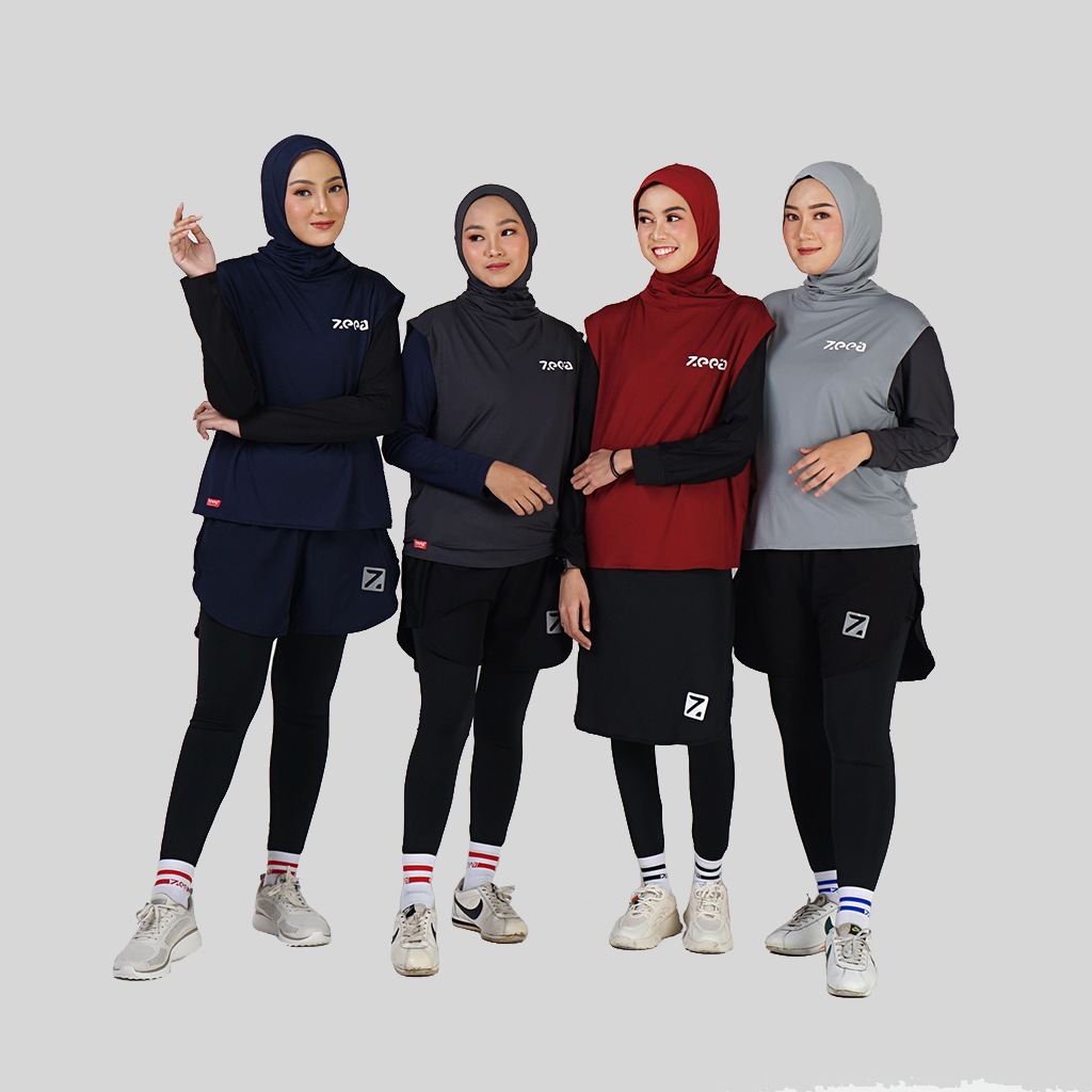 Zeea Outer Sport Hijab Panjang Polos Kerudung Sport Olahraga Dagli