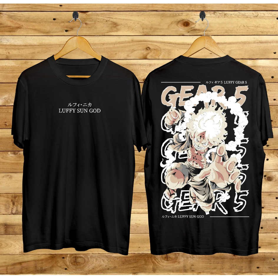 KAOS PRIA/KAOS ONE PIECE KAOS LUFFY ZORO ACE GEAR 5 PUTIH KATUN MOTIF/KAOS SABLON/KARAKTER/KAOS BERG