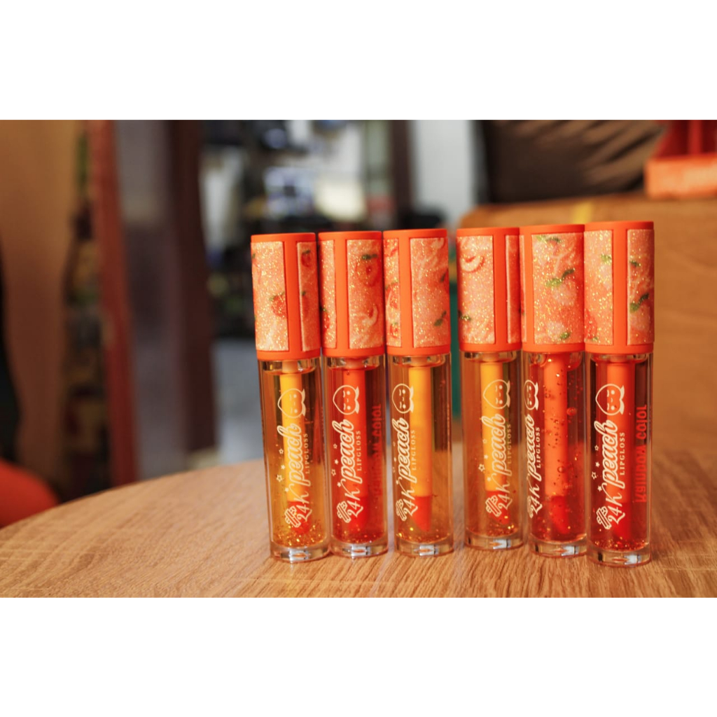 RAINBOW COLOR PEACH LIPGLOSS 24K / PEACH KISS BEAUTY
