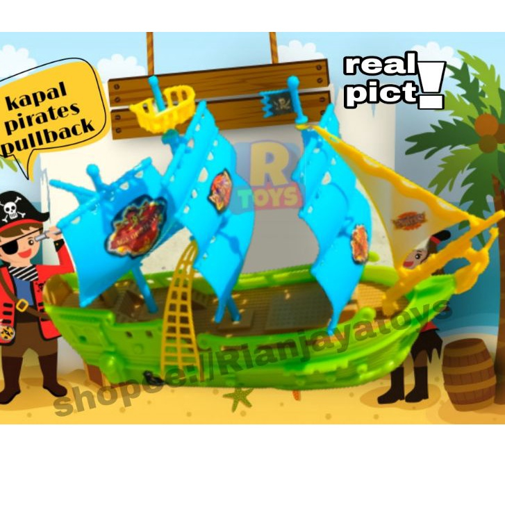 Mainan Kapal Layar Bajak Laut Pullback Kapal Kapalan /Mainan Perahu Layar Murah