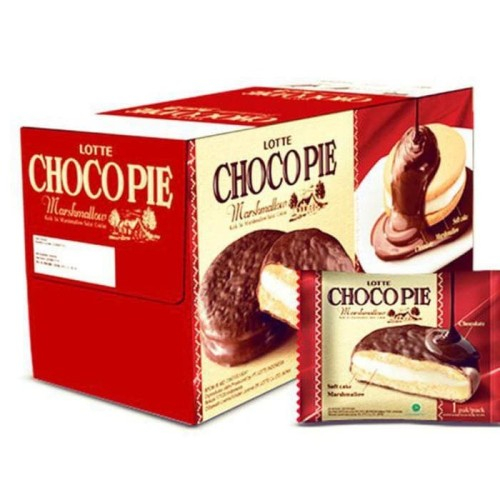 

Lotte choco pie marshmallow box 1pack isi 12pcs