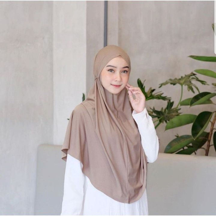 Bergo Instan Jersey Tali/Jilbab Instan Tali Non pet / Hijab Bergo Tali Instan Maryam Jersey