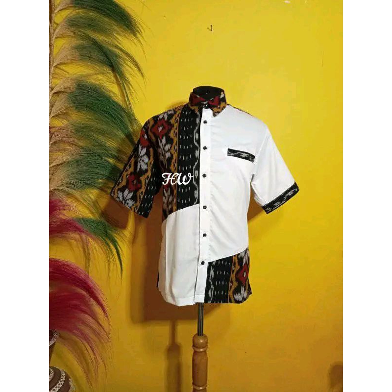 KEMEJA PRIA TENUN KOMBINASI