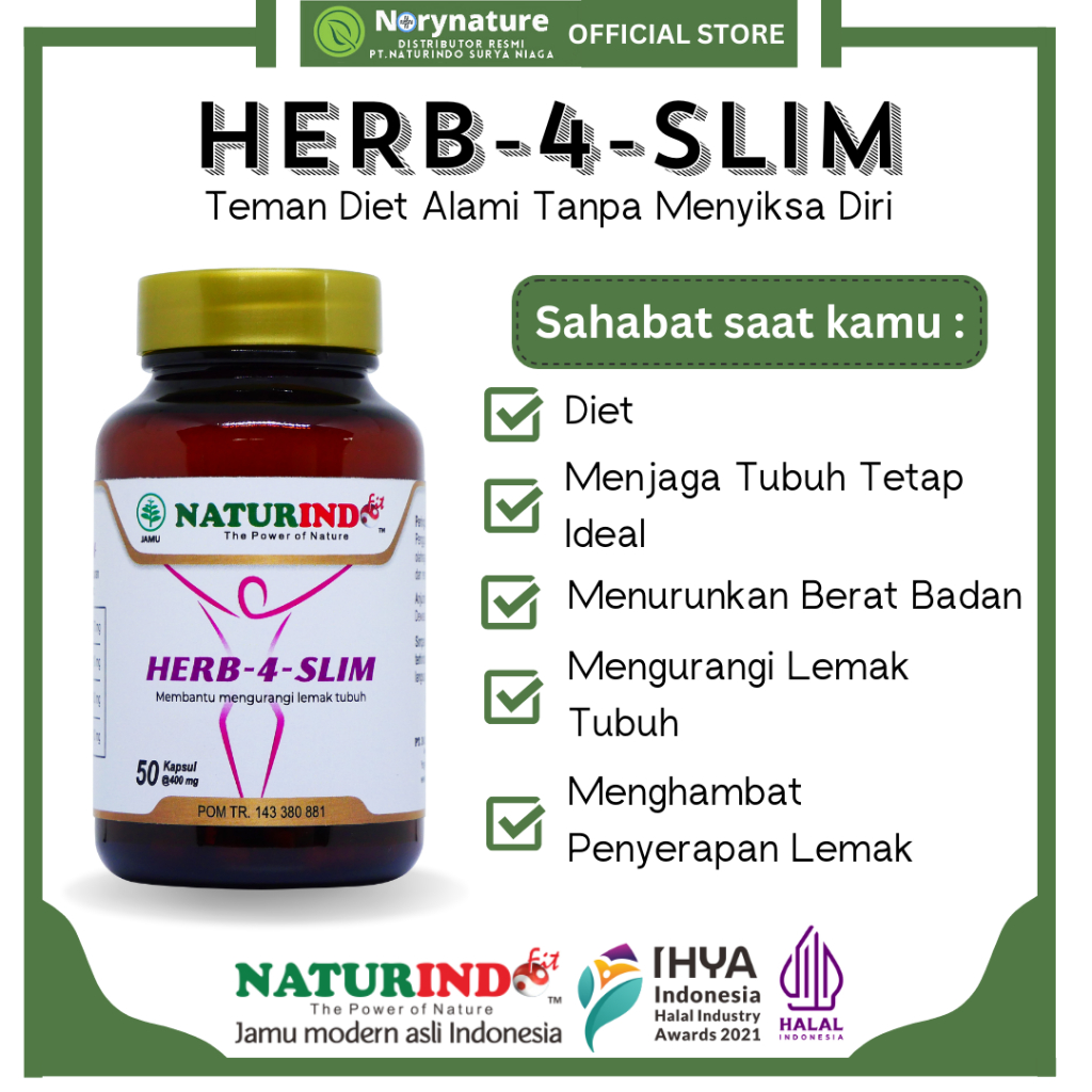Herbaslim Obat Tubuh Ideal Langsing 50 Kapsul Herbal Halal Naturindo