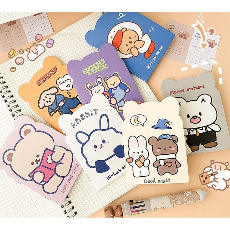 

Buku Tulis Catatan Mini Motif Lucu Bertelinga/ Notebook A6 Mini / Buku Memo Souvenir
