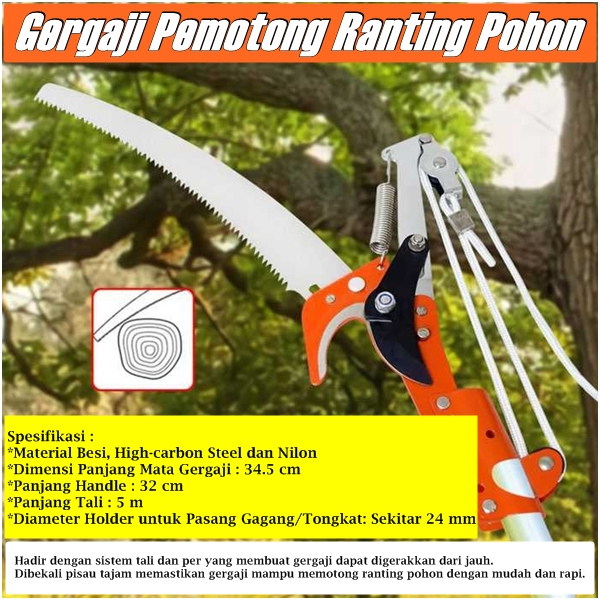 Gergaji ranting pohon tinggi dahan gunting dahan tali pemotong dahan gergaji ranting pohon