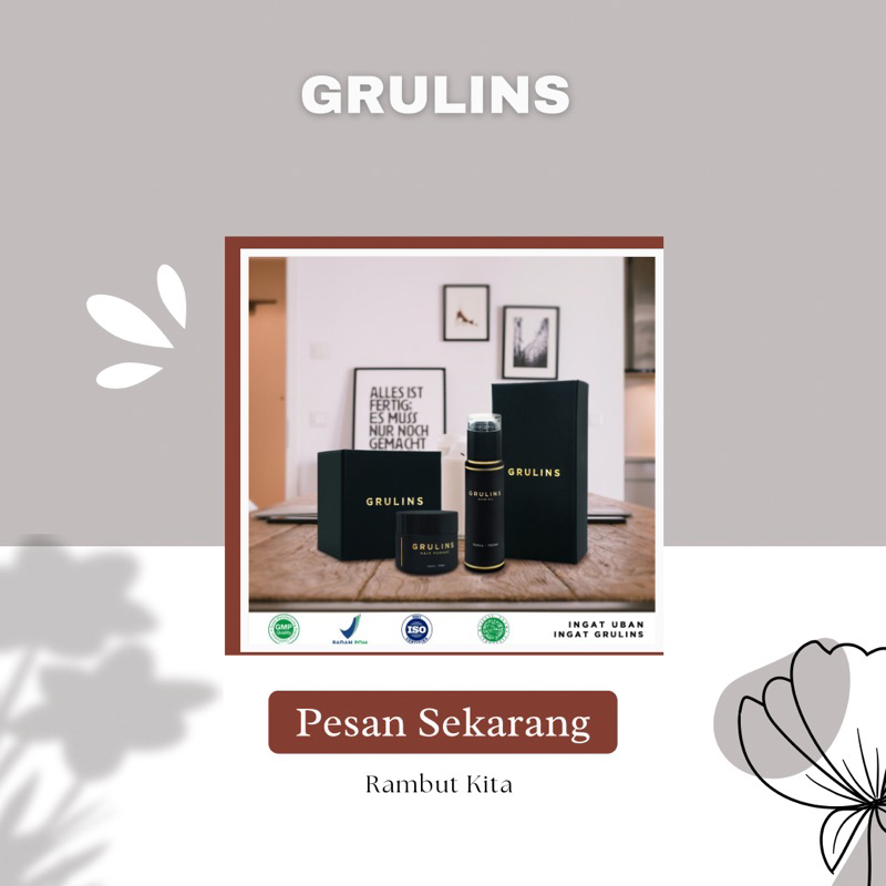 Grulins Original Hair Pomade dan Hair Oil Bergaransi 100% Uang Kembali Obat Uban Penghitam Uban