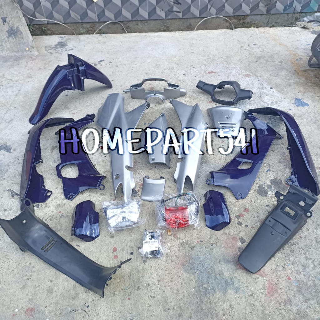 FULL SET BODY HONDA SUPRA X LAMA SUPRA FIT LAMA SILVER VIOLET TROMOL BONUS STRIPING