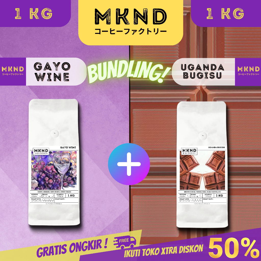 

MKND® BUNDLING HEMAT 2X1KG KOPI ARABIKA UGANDA BUGISU SPECIALTY COFFEE IMPORTED COFFEE BEANS + KOPI ARABIKA GAYO WINE PROMO DISCON | BIJI BUBUK | SINGLE ORIGIN | PREMIUM COFFE | ROASTED BEANS | MANUAL BREW | COFFE ROASTERY