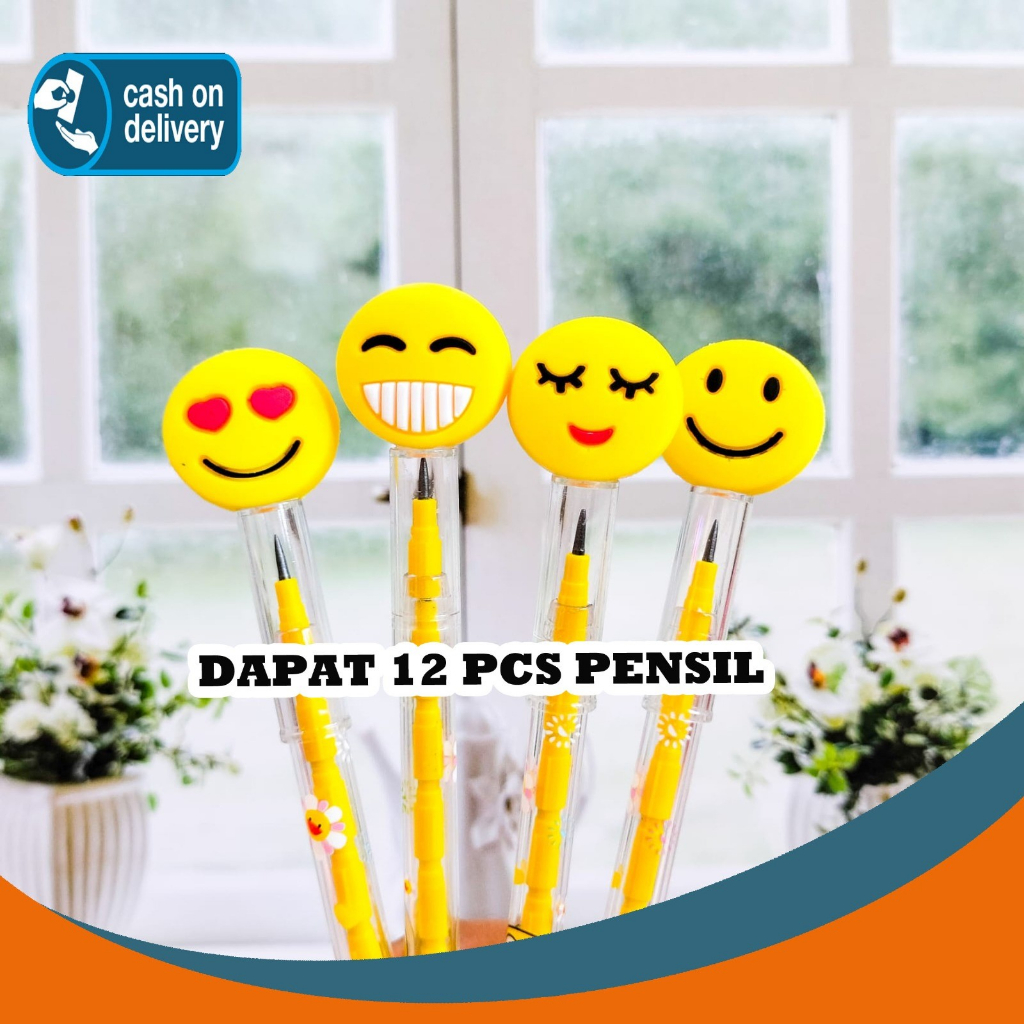 

SELUSIN PENSIL WAJAH EMOJI ISI 12 PCS UNIK PENSIL SUSUN EMOT BENSIA PELURU PENCIL KARAKTER REFILL UNIK