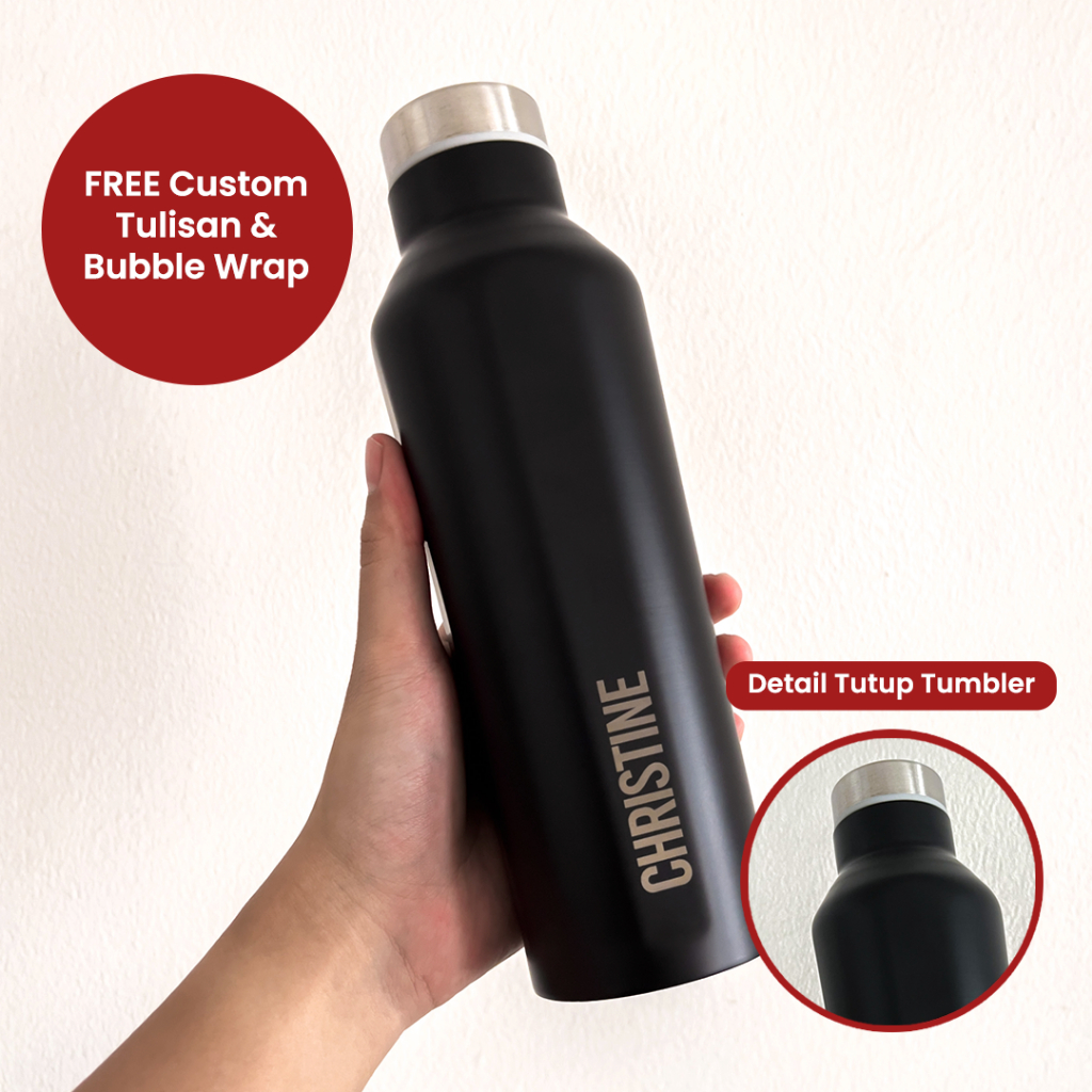 Tumbler Hexagon Custom Nama Tumblr Stainless Grafir Logo Botol Minum Custom Tulisan Nama atau Logo
