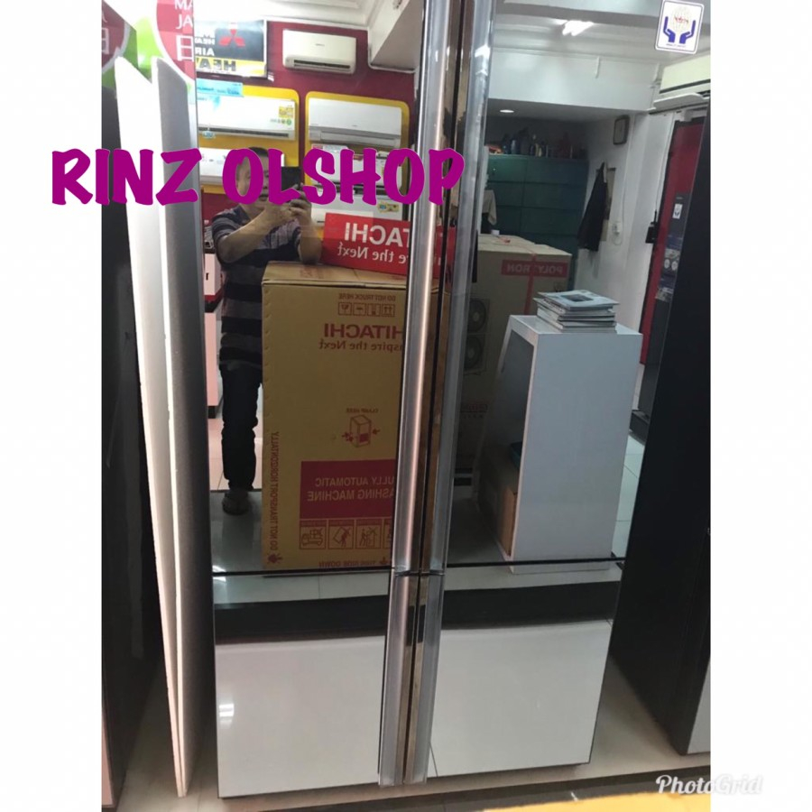 KULKAS HITACHI RWB80PGD5 MIRROR DOOR REFRIGERATOR 4PINTU